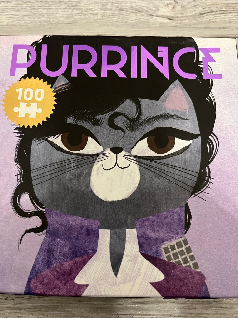 Mudpuppy Purrince 100-piece foil Cat Puzzle - Purple & Gray